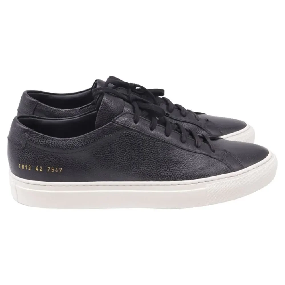 Common Projects Achilles Low Grained Sneakers in Black Leather